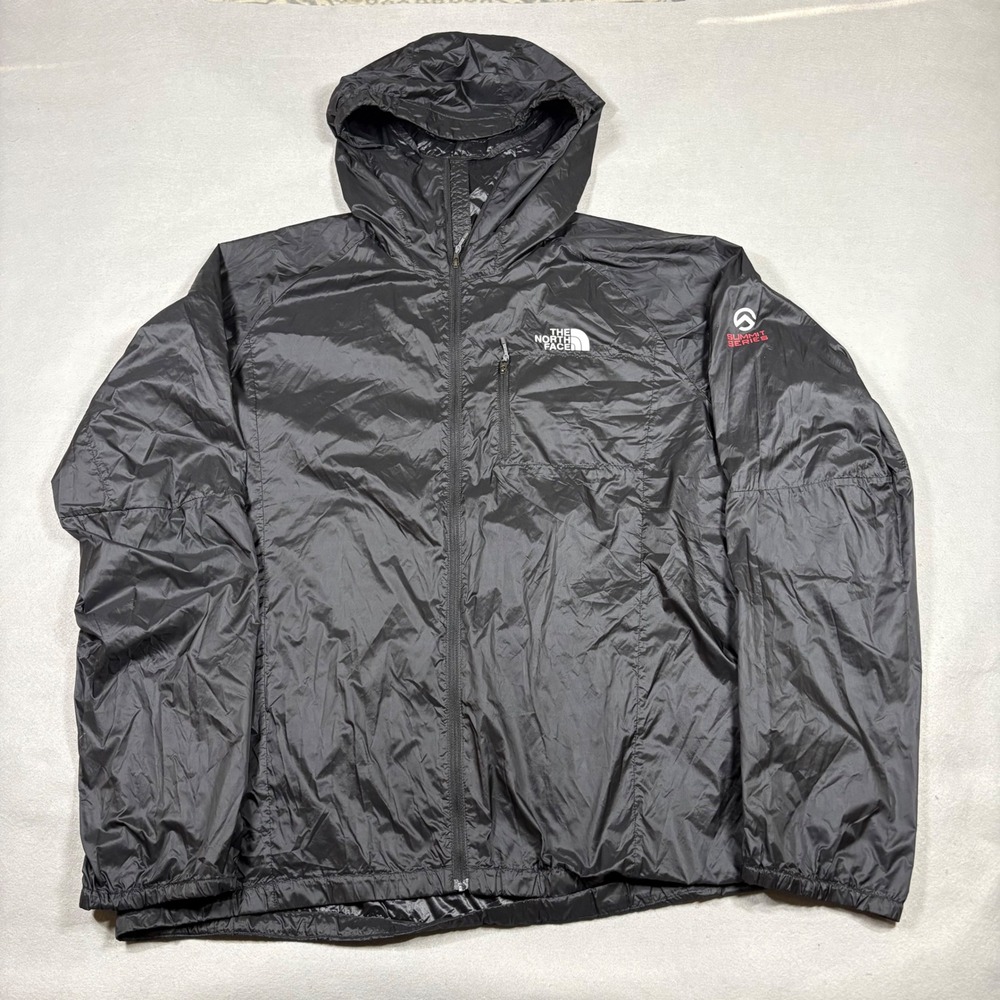 The North Face Summit Series Mens Large Black Windbreaker Hooded Jacket Full Zip
